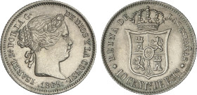 Spanish Monarchy
10 Céntimos de Escudo. 1865. SEVILLA. 1,28 grs. AC-342. EBC.