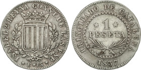 Spanish Monarchy
1 Peseta. 1837. BARCELONA. P.S. 5,62 grs. AC-272. MBC+.