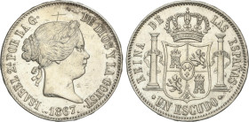 Spanish Monarchy
1 Escudo. 1867. MADRID. 12,9 grs. (Grafitti en forma de X en anverso, algo limpiada). AC-565. EBC-.