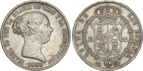 Spanish Monarchy
20 Reales. 1850. MADRID. C.L. 25,92 grs. (Leves golpecitos). AC-591. MBC.