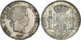 Spanish Monarchy
20 Reales. 1861. MADRID. 25,84 grs. (Rayitas y leves oxidaciones). AC-619. MBC+.