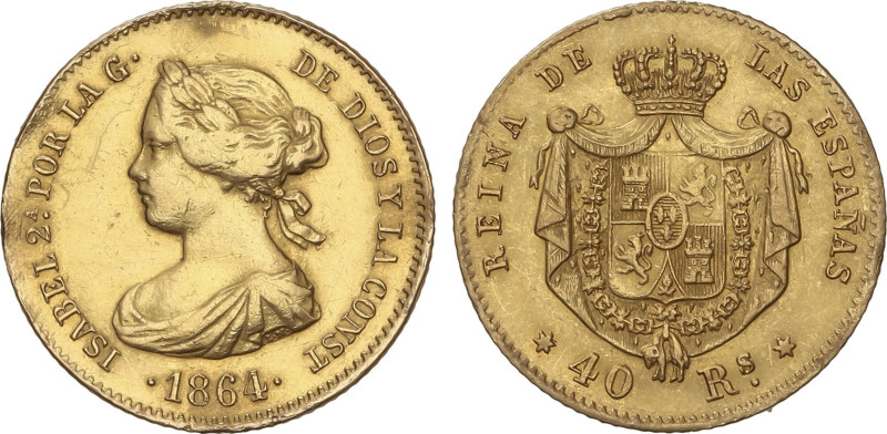 Spanish Monarchy
40 Reales. 1864. MADRID. 3,29 grs. (Descolgada, rayitas). AC-6...