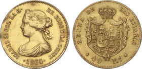Spanish Monarchy
40 Reales. 1864. MADRID. 3,29 grs. (Descolgada, rayitas). AC-686. MBC.