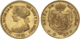 Spanish Monarchy
4 Escudos. 1865. MADRID. 3,33 grs. AC-688. MBC+.