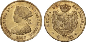 Spanish Monarchy
4 Escudos. 1867. MADRID. 3,34 grs. (Golpecito en canto a las 8h). Brillo original. AC-691. EBC-.
