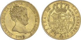 Spanish Monarchy
80 Reales. 1839. BARCELONA. P.S. 6,74 grs. Restos de brillo original. AC-704. MBC+.
