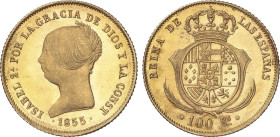 Spanish Monarchy
Reproducción con acabado tipo espejo de 100 Reales. 1855. BARCELONA. 8,34 grs. AU (900). AC-tipo 763. PROOF.