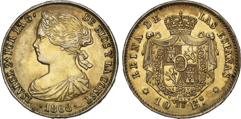 Spanish Monarchy
10 Escudos. 1868. MADRID. 8,38 grs. FALSA DE ÉPOCA en platino ...