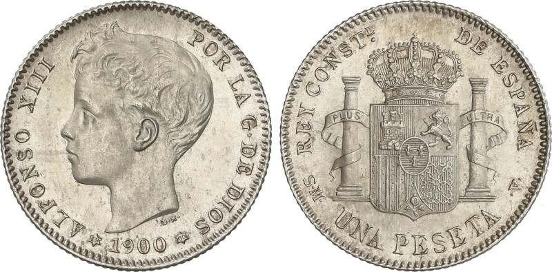 Peseta Period
1 Peseta. 1900 (*19-00). S.M.-V. SC-.