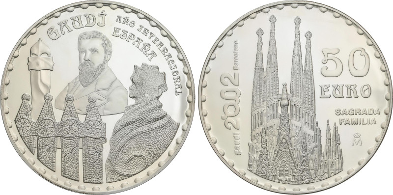 Peseta Period
50 Euros. 2002. AÑO INTERNACIONAL DE GAUDÍ. 168,75 grs. AR. Sagra...