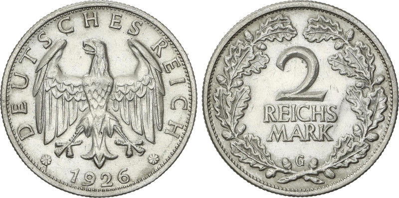 World Coins
2 Reichsmark. 1926-G. REPÚBLICA DE WEIMAR. KARLSRUHE. 9,92 grs. AR....