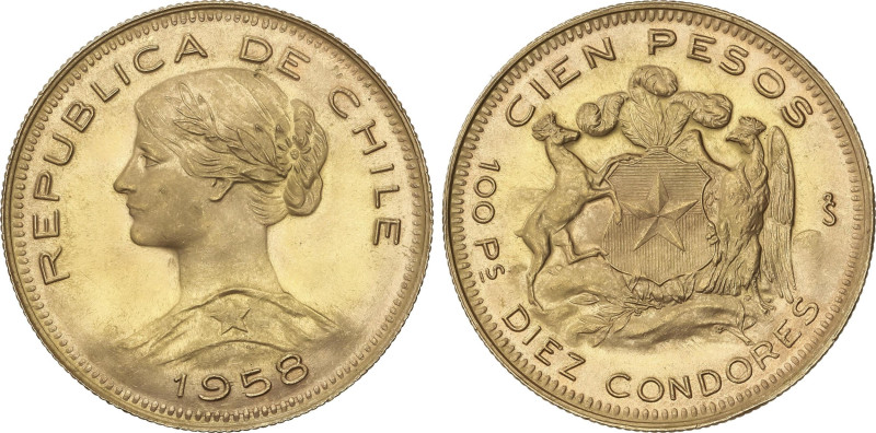 World Coins
100 Pesos. 1958-So. 20,32 grs. AU. Fr-54; KM-175. SC.