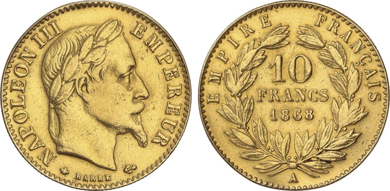 World Coins
10 Francs. 1868-A. NAPOLEON III. PARIS. 3,18 grs. AU. (Descolgada)....