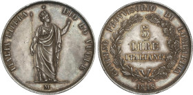 World Coins
5 Lire. 1848-M. MILANO. LOMBARDIA. 24,91 grs. AR. Pátina. C-22.1. MBC+.