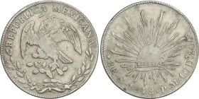 World Coins
8 Reales. 1848. GUANAJUATO. P.M. 26,62 grs. AR. (Rayitas). KM-377.8. MBC-.