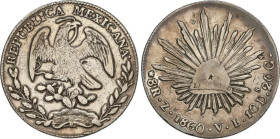 World Coins
8 Reales. 1860. ZACATECAS. V.L. 26,79 grs. AR. (Pequeños resellos). KM-377.13. MBC-.