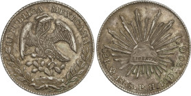 World Coins
8 Reales. 1868-P.H. CIUDAD DE MÉXICO. 26,94 grs. Pátina oscura. KM-377.10. MBC+.