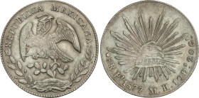 World Coins
8 Reales. 1877. SAN LUIS de POTOSÍ. M.H. 27,04 grs. AR. KM-377.12. EBC-.