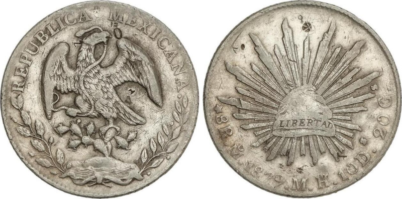 World Coins
8 Reales. 1879/8. MÉXICO. M.H. 26,87 grs. AR. Acuñación parcialment...