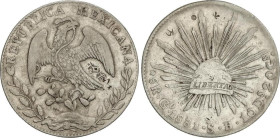 World Coins
8 Reales. 1881/71. GUANAJUATO. S.B. 26,79 grs. AR. Pequeños resellos. KM-377.8. MBC.