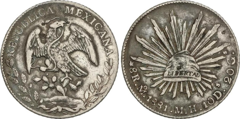 World Coins
8 Reales. 1881. MÉXICO. M.H. 26,9 grs. AR. Pequeños resellos chinos...
