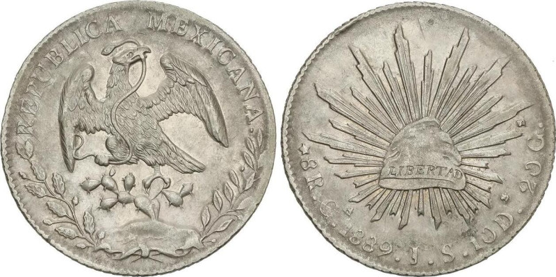 World Coins
8 Reales. 1889. GUADALAJARA. J.S. 27,01 grs. AR. (Leve golpecito en...