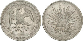 World Coins
8 Reales. 1889. GUADALAJARA. J.S. 27,01 grs. AR. (Leve golpecito en canto). KM-377.6. MBC+.