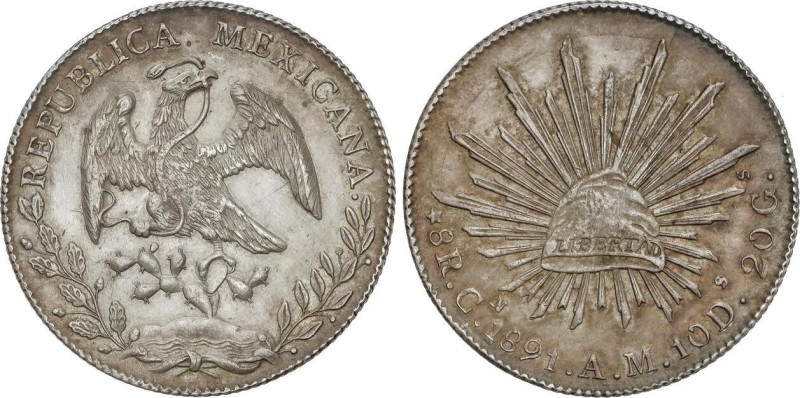 World Coins
8 Reales. 1891. CULIACÁN. A.M. 26,4 grs. AR. Bonita pátina. KM-377....