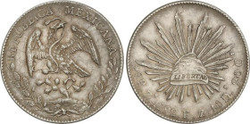 World Coins
8 Reales. 1892. ZACATECAS. F.Z. 26,9 grs. AR. (Pequeños golpecitos). KM-377.13. EBC-.