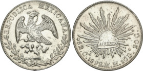 World Coins
8 Reales. 1892. CHIHUAHUA. M.M. 26,87 grs. AR. (Limpiada). KM-377.2. EBC-.