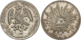 World Coins
8 Reales. 1896. MÉXICO. A.B. 27 grs. AR. Pequeños resellos chinos. KM-377.10. EBC-.