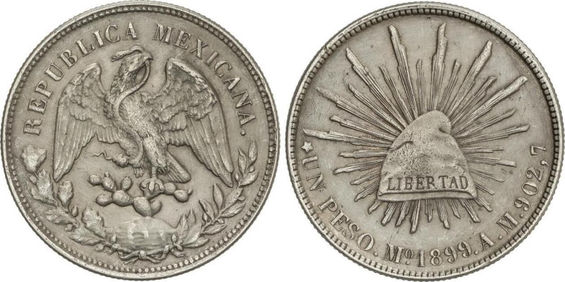 World Coins
1 Peso. 1899. MÉXICO. A.M. 27,08 grs. AR. (Limpiada). KM-409.2. MBC...