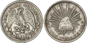 World Coins
1 Peso. 1900. ZACATECAS. F.Z. 26,86 grs. AR. (Pequeños golpecitos). KM-409.3. MBC+.