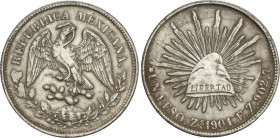 World Coins
1 Peso. 1901. ZACATECAS. F.Z. 26,91 grs. AR. KM-409.3. MBC+.