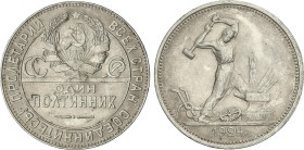 World Coins
50 Kopeks. 1924. U.R.S.S. 9,97 grs. AR. Herrero. Y-89.1. MBC+.
