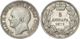 World Coins
5 Dinara. 1879. MILÁN I. 24,95 grs. AR. (Rayitas y golpecitos). KM-12. MBC.