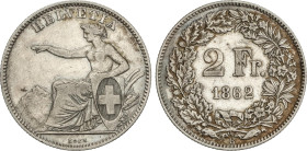 World Coins
2 Francs. 1862-B. BERNA. 9,89 grs. AR. ESCASA. KM-10a. MBC.