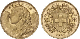World Coins
20 Francs. 1947-B. BERNA. 6,43 grs. AU. Helvetia. Brillo original. Fr-499; KM-35.2. SC-.