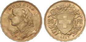 World Coins
20 Francs. 1947-B. BERNA. 6,43 grs. AU. Helvetia. Fr-499; KM-35.2. SC-.