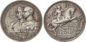 Spanish Medals
Exposición Internacional de Barcelona. 1929. ALFONSO XIII. Anv.: Bustos de los Reyes a izquierda, al fondo armas reales. Rev.: Amazona...