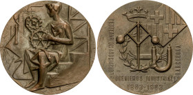Spanish Medals
Centenario. 1863-1963. ASOCIACIÓN DE INGENIEROS INDUSTRIALES DE BARCELONA. Anv.: Alegoría femenina de la Industria con dos engranajes,...