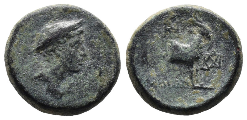 Bronze 2.83 gr 15 mm Aiolis. Aigai.
Bronze. 2. - 1. Jhdt. v. Chr.
Vs: Büste des ...