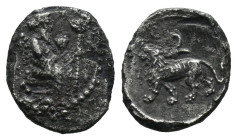 Silver 0.53 gr 11 mm CILICIA. Tarsos. Mazaios (Satrap of Cilicia, 361/0-334 BC). Obol. Obv: Artaxerxes III (in the guise of Baaltars)