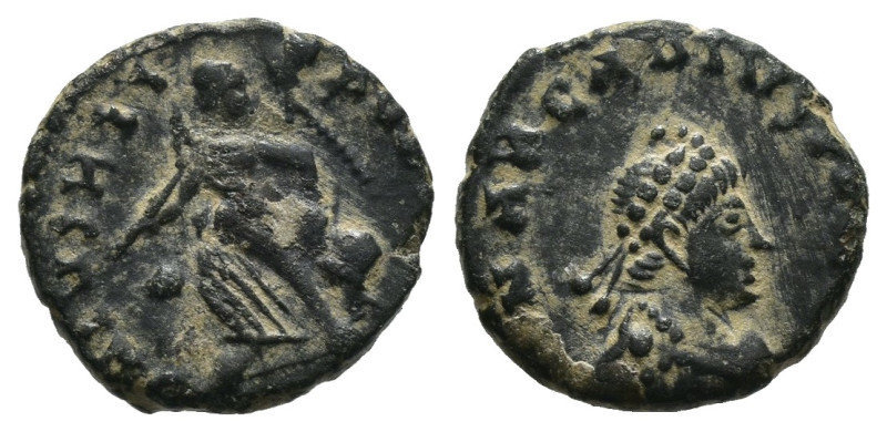 Bronze 1.13 gr 12 mm Arcadius, 383-408. Follis, Heraclea, 378-383.