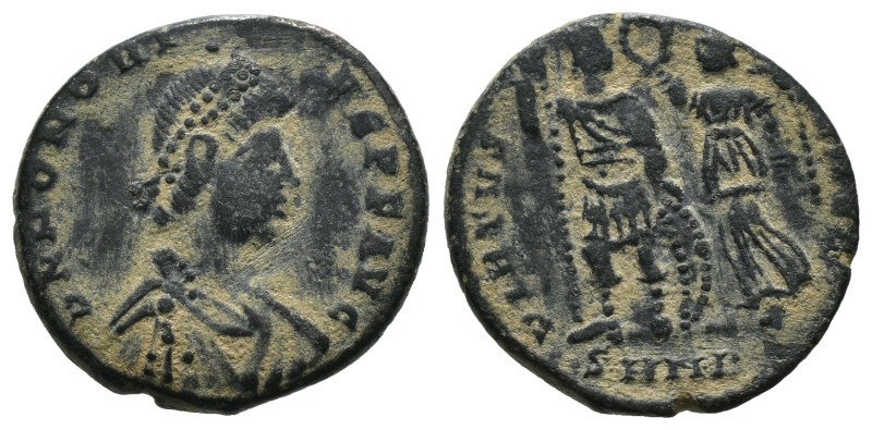 Bronze 2.51 gr 18 mm Honorius, 393-423. Follis, Antiochia, 395-401.