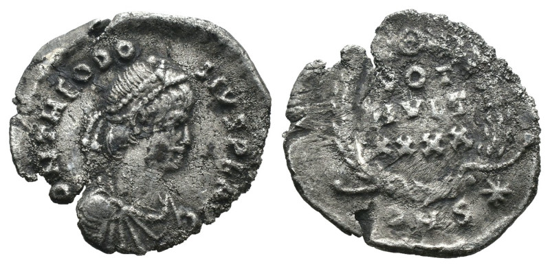 Silver 0.93 gr 16 mm Theodosius II. AD 402-450. Struck circa AD 438-450. Constan...