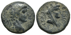 Bronze 6.99 gr 20 mm CILICIA OR NORTHERN SYRIA. Uncertain Caesarea. Claudius, 41-54. regnal year Γ = 3 = 42-43. KΛAYΔIOC KAICAP Laureate head of Claud...