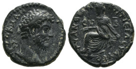 Bronze 8.72 gr 22 mm CAPPADOCIA, Tyana. Marcus Aurelius. AD 161-180. AE
Dated RY 2 (AD 162/163).
Obv: Laureate and draped bust right, seen from behind...
