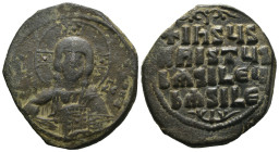 Bronze 14.44 gr 33 mm Byzantine coin

BYZANTINE EMPIRE. Temp. Constantine VIII-Basil II. Circa 1020-1028. Æ follis