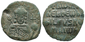 Bronze 4.49 gr 25 mm Byzantine coin

CONSTANTINE VII PORPHYROGENITUS with ROMANUS I (913-959). Constantinople.Follis.